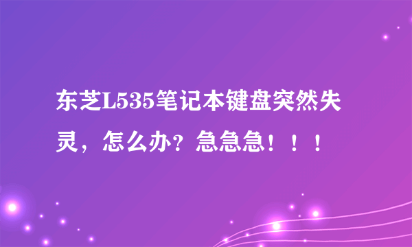 东芝L535笔记本键盘突然失灵，怎么办？急急急！！！
