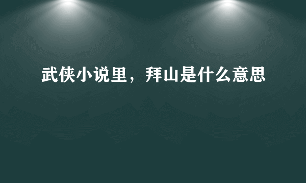 武侠小说里，拜山是什么意思