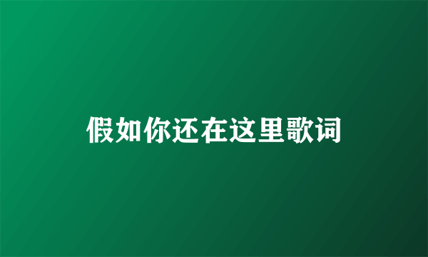 假如你还在这里歌词