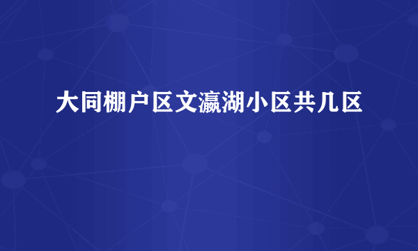 大同棚户区文瀛湖小区共几区