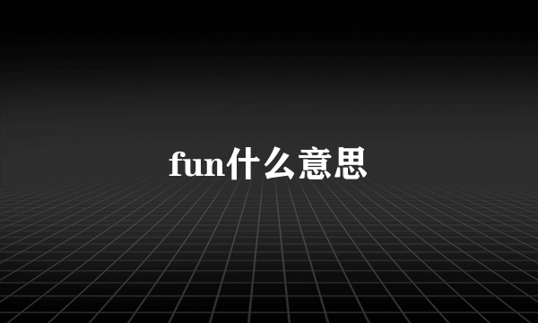 fun什么意思