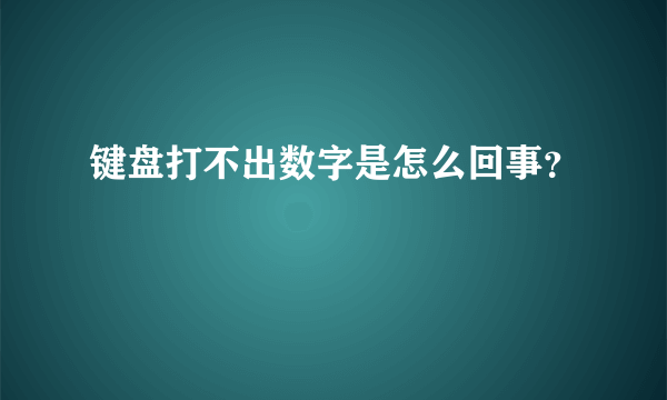 键盘打不出数字是怎么回事？
