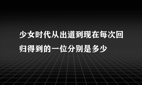少女时代从出道到现在每次回归得到的一位分别是多少