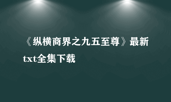 《纵横商界之九五至尊》最新txt全集下载