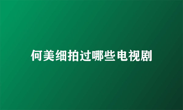 何美细拍过哪些电视剧
