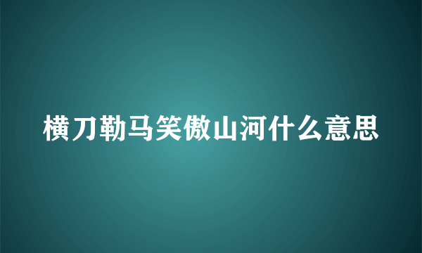横刀勒马笑傲山河什么意思