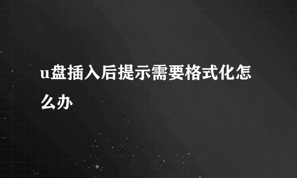 u盘插入后提示需要格式化怎么办