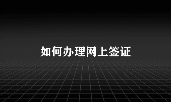 如何办理网上签证