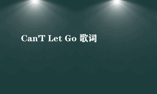 Can'T Let Go 歌词