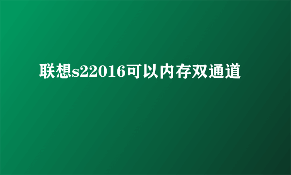 联想s22016可以内存双通道