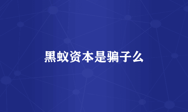 黑蚁资本是骗子么