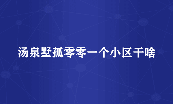 汤泉墅孤零零一个小区干啥