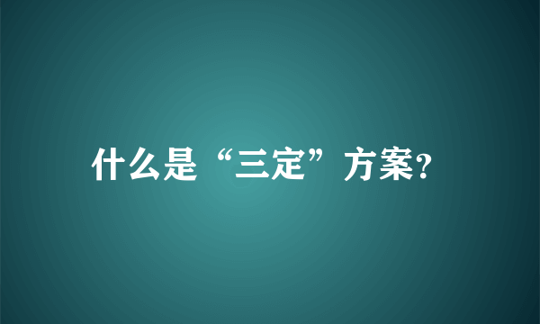 什么是“三定”方案？