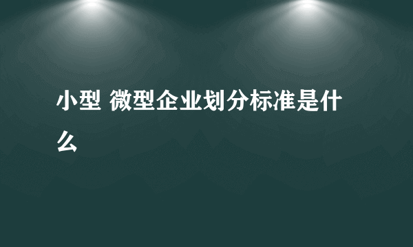 小型 微型企业划分标准是什么