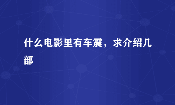 什么电影里有车震，求介绍几部