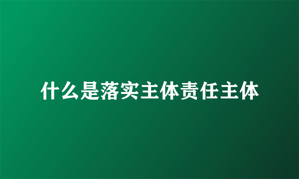什么是落实主体责任主体
