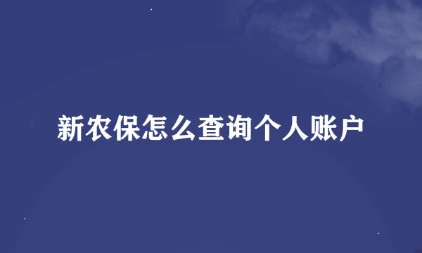 新农保怎么查询个人账户