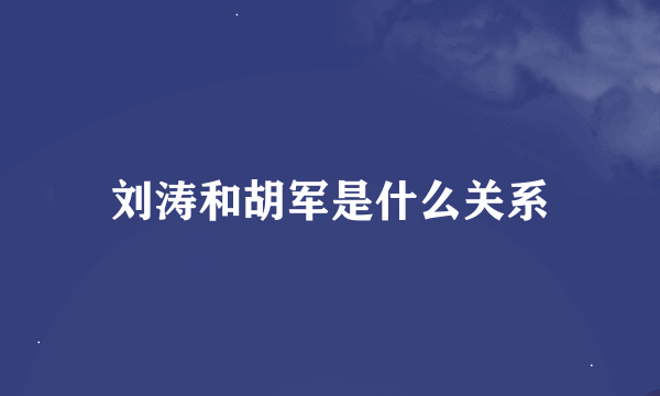 刘涛和胡军是什么关系