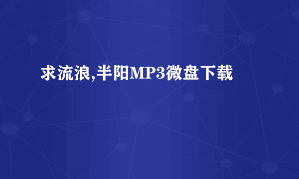 求流浪,半阳MP3微盘下载