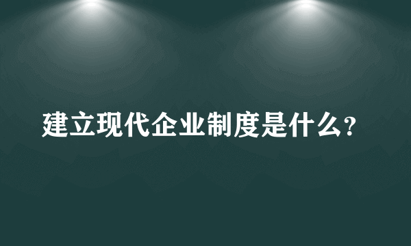 建立现代企业制度是什么？
