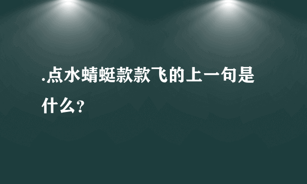 .点水蜻蜓款款飞的上一句是什么？