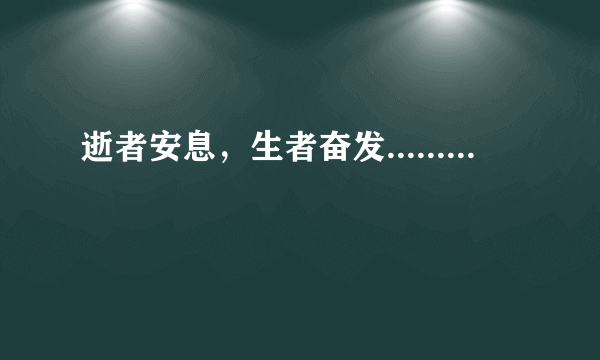 逝者安息，生者奋发.........
