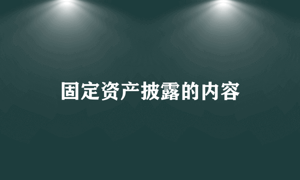 固定资产披露的内容