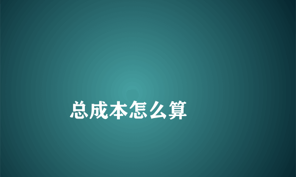 
总成本怎么算
