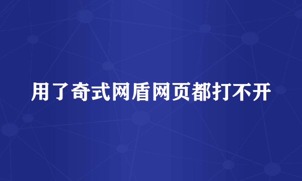 用了奇式网盾网页都打不开