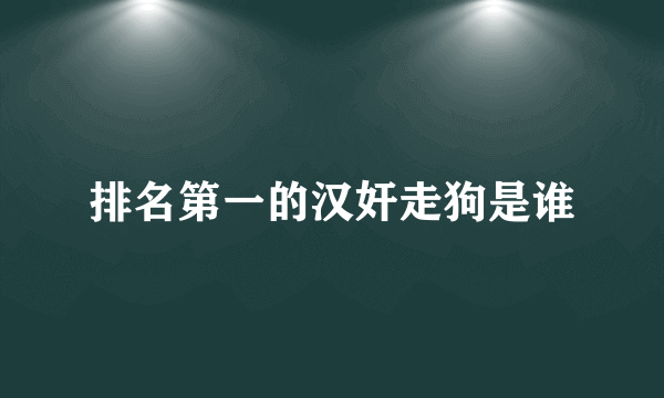 排名第一的汉奸走狗是谁