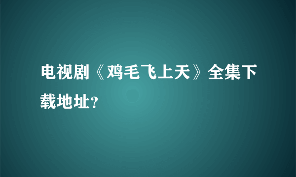 电视剧《鸡毛飞上天》全集下载地址？