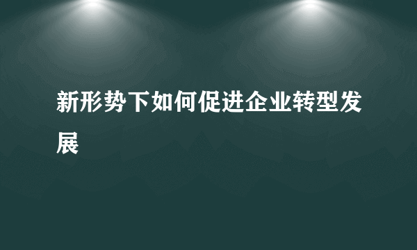 新形势下如何促进企业转型发展