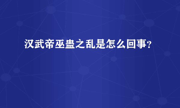 汉武帝巫蛊之乱是怎么回事？