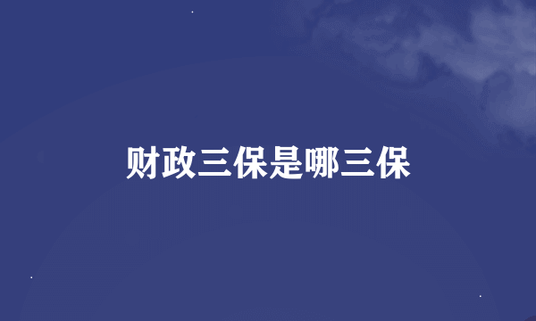 财政三保是哪三保
