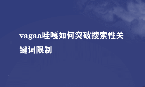 vagaa哇嘎如何突破搜索性关键词限制