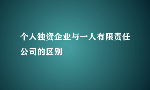个人独资企业与一人有限责任公司的区别