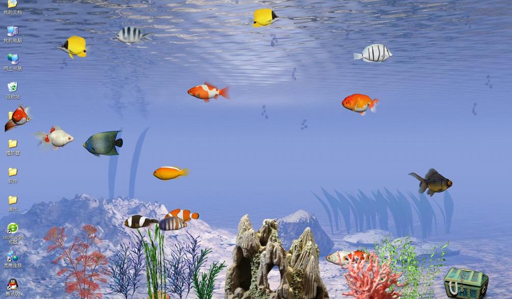 我想在电脑桌面弄个动态的水族馆要怎么弄啊？
