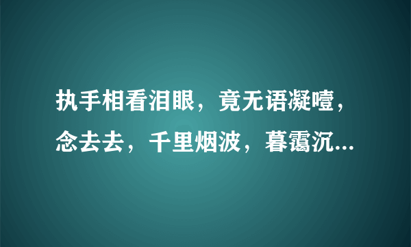执手相看泪眼，竟无语凝噎，念去去，千里烟波，暮霭沉沉楚天阔。