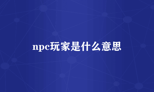 npc玩家是什么意思