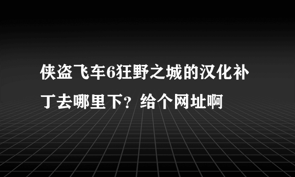 侠盗飞车6狂野之城的汉化补丁去哪里下？给个网址啊