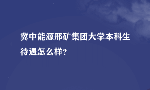 冀中能源邢矿集团大学本科生待遇怎么样？