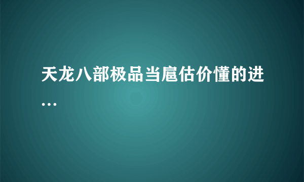 天龙八部极品当扈估价懂的进…