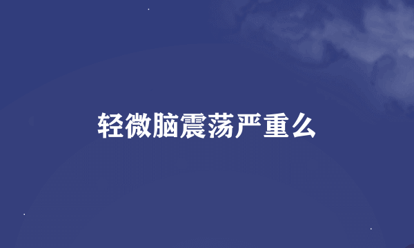 轻微脑震荡严重么