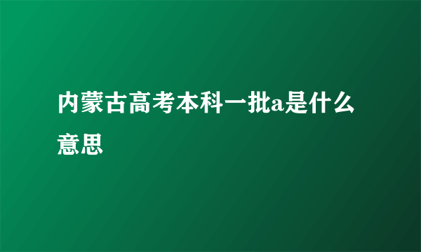 内蒙古高考本科一批a是什么意思