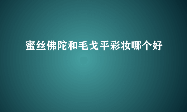 蜜丝佛陀和毛戈平彩妆哪个好