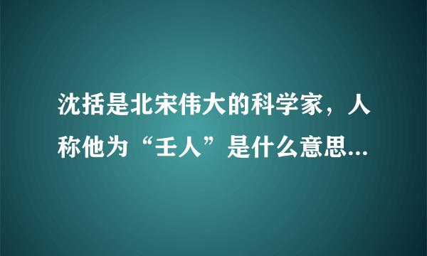 沈括是北宋伟大的科学家，人称他为“壬人”是什么意思？怎么来的？