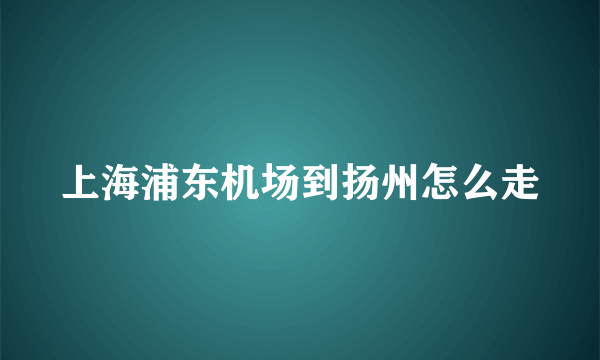 上海浦东机场到扬州怎么走
