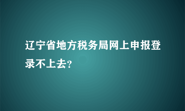 辽宁省地方税务局网上申报登录不上去？