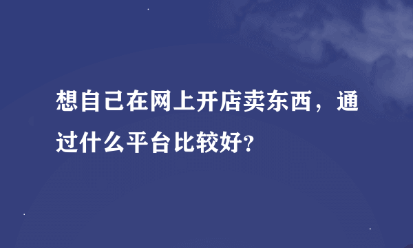 想自己在网上开店卖东西，通过什么平台比较好？