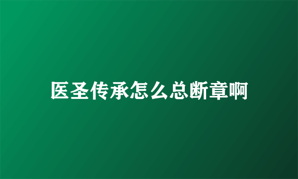 医圣传承怎么总断章啊